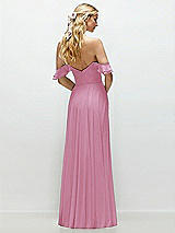 Alt View 3 Thumbnail - Powder Pink Convertible Ruffle Strap Chiffon Maxi Dress with Full Circle Skirt