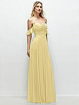 Alt View 2 Thumbnail - Pale Yellow Convertible Ruffle Strap Chiffon Maxi Dress with Full Circle Skirt