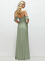 Alt View 3 Thumbnail - Sage Convertible Ruffle Strap Chiffon Maxi Dress with Full Circle Skirt