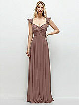 Front View Thumbnail - Sienna Convertible Ruffle Strap Chiffon Maxi Dress with Full Circle Skirt