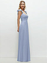 Side View Thumbnail - Sky Blue Convertible Ruffle Strap Chiffon Maxi Dress with Full Circle Skirt