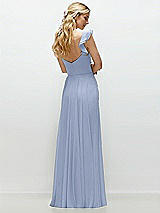 Rear View Thumbnail - Sky Blue Convertible Ruffle Strap Chiffon Maxi Dress with Full Circle Skirt