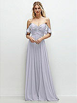 Alt View 1 Thumbnail - Silver Dove Convertible Ruffle Strap Chiffon Maxi Dress with Full Circle Skirt