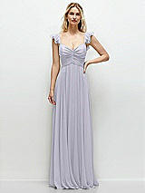 Front View Thumbnail - Silver Dove Convertible Ruffle Strap Chiffon Maxi Dress with Full Circle Skirt