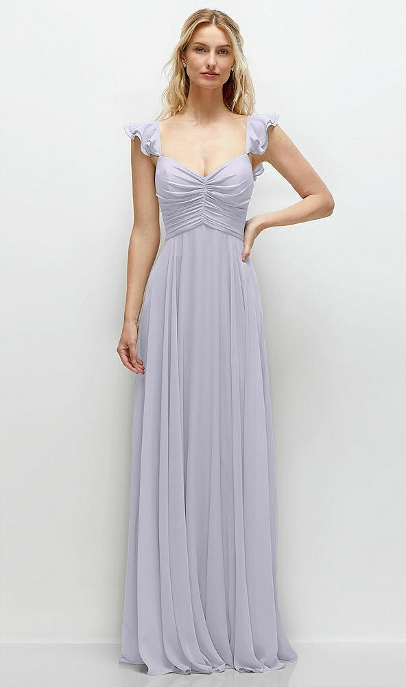 Front View - Silver Dove Convertible Ruffle Strap Chiffon Maxi Dress with Full Circle Skirt