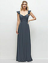 Front View Thumbnail - Silverstone Convertible Ruffle Strap Chiffon Maxi Dress with Full Circle Skirt