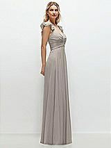 Side View Thumbnail - Taupe Convertible Ruffle Strap Chiffon Maxi Dress with Full Circle Skirt