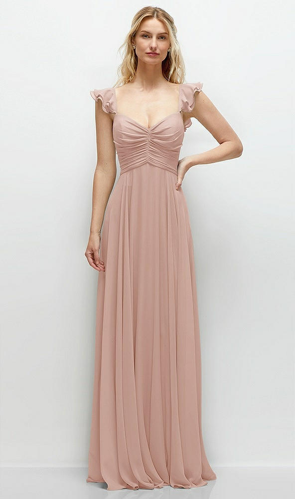 Front View - Toasted Sugar Convertible Ruffle Strap Chiffon Maxi Dress with Full Circle Skirt