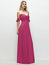 Alt View 2 Thumbnail - Tea Rose Convertible Ruffle Strap Chiffon Maxi Dress with Full Circle Skirt