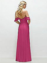 Alt View 3 Thumbnail - Tea Rose Convertible Ruffle Strap Chiffon Maxi Dress with Full Circle Skirt