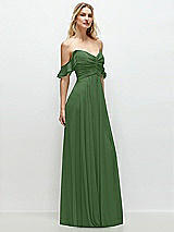 Alt View 2 Thumbnail - Vineyard Green Convertible Ruffle Strap Chiffon Maxi Dress with Full Circle Skirt