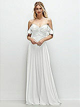 Alt View 1 Thumbnail - White Convertible Ruffle Strap Chiffon Maxi Dress with Full Circle Skirt