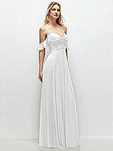 Alt View 2 Thumbnail - White Convertible Ruffle Strap Chiffon Maxi Dress with Full Circle Skirt