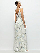 Rear View Thumbnail - Bleu Garden Cowl Neck Chiffon Maxi Dress with Hand-Worked Petal Straps