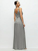 Rear View Thumbnail - Chelsea Gray Cowl Neck Chiffon Maxi Dress with Hand-Worked Petal Straps