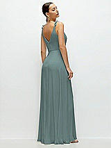 Rear View Thumbnail - Icelandic Cowl Neck Chiffon Maxi Dress with Hand-Worked Petal Straps