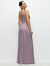 Rear View Thumbnail - Lilac Dusk Cowl Neck Chiffon Maxi Dress with Hand-Worked Petal Straps