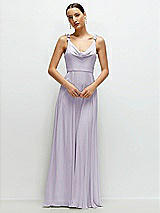 Front View Thumbnail - Moondance Cowl Neck Chiffon Maxi Dress with Hand-Worked Petal Straps