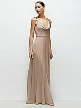 Side View Thumbnail - Topaz Cowl Neck Chiffon Maxi Dress with Hand-Worked Petal Straps