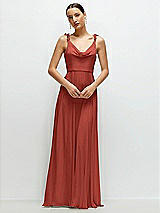 Front View Thumbnail - Amber Sunset Cowl Neck Chiffon Maxi Dress with Hand-Worked Petal Straps