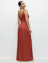 Rear View Thumbnail - Amber Sunset Cowl Neck Chiffon Maxi Dress with Hand-Worked Petal Straps