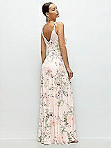 Rear View Thumbnail - Blush Garden Cowl Neck Chiffon Maxi Dress with Hand-Worked Petal Straps