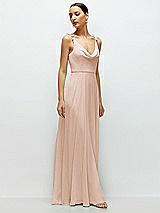 Side View Thumbnail - Cameo Cowl Neck Chiffon Maxi Dress with Hand-Worked Petal Straps