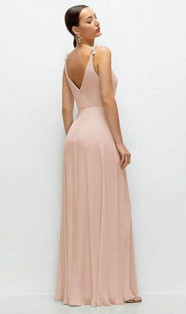 Back View - Cameo Cowl Neck Chiffon Maxi Dress with Hand-Worked Petal Straps