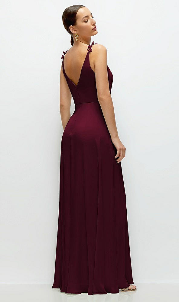 Back View - Cabernet Cowl Neck Chiffon Maxi Dress with Hand-Worked Petal Straps