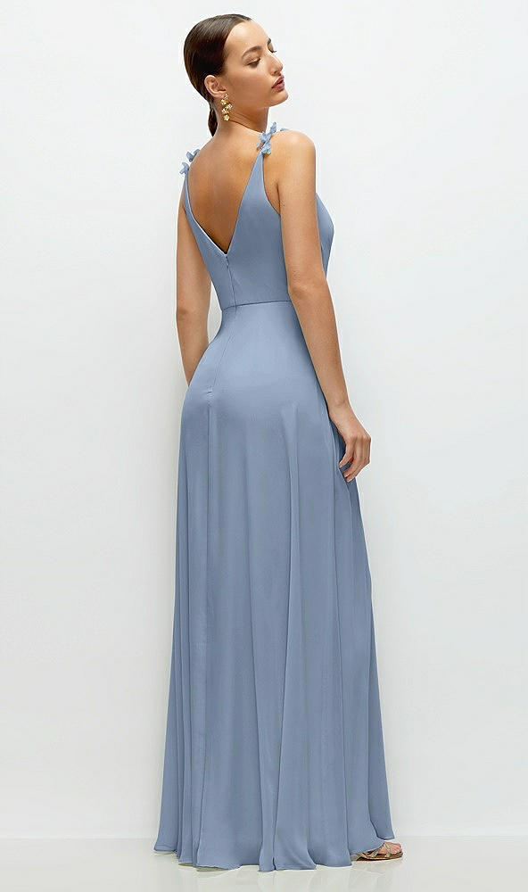 Back View - Cloudy Cowl Neck Chiffon Maxi Dress with Hand-Worked Petal Straps