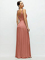 Rear View Thumbnail - Desert Rose Cowl Neck Chiffon Maxi Dress with Hand-Worked Petal Straps