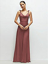 Front View Thumbnail - English Rose Cowl Neck Chiffon Maxi Dress with Hand-Worked Petal Straps