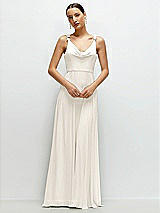 Front View Thumbnail - Ivory Cowl Neck Chiffon Maxi Dress with Hand-Worked Petal Straps