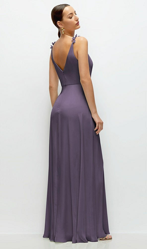 Back View - Lavender Cowl Neck Chiffon Maxi Dress with Hand-Worked Petal Straps