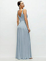 Rear View Thumbnail - Mist Cowl Neck Chiffon Maxi Dress with Hand-Worked Petal Straps