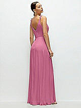 Rear View Thumbnail - Orchid Pink Cowl Neck Chiffon Maxi Dress with Hand-Worked Petal Straps