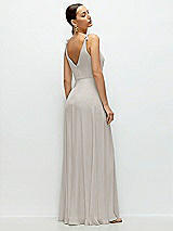 Rear View Thumbnail - Oyster Cowl Neck Chiffon Maxi Dress with Hand-Worked Petal Straps