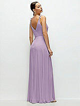 Rear View Thumbnail - Pale Purple Cowl Neck Chiffon Maxi Dress with Hand-Worked Petal Straps