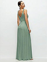 Rear View Thumbnail - Seagrass Cowl Neck Chiffon Maxi Dress with Hand-Worked Petal Straps