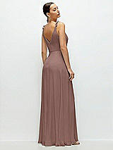 Rear View Thumbnail - Sienna Cowl Neck Chiffon Maxi Dress with Hand-Worked Petal Straps