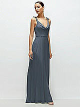 Side View Thumbnail - Silverstone Cowl Neck Chiffon Maxi Dress with Hand-Worked Petal Straps