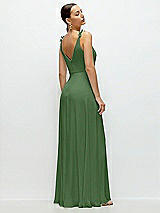 Rear View Thumbnail - Vineyard Green Cowl Neck Chiffon Maxi Dress with Hand-Worked Petal Straps