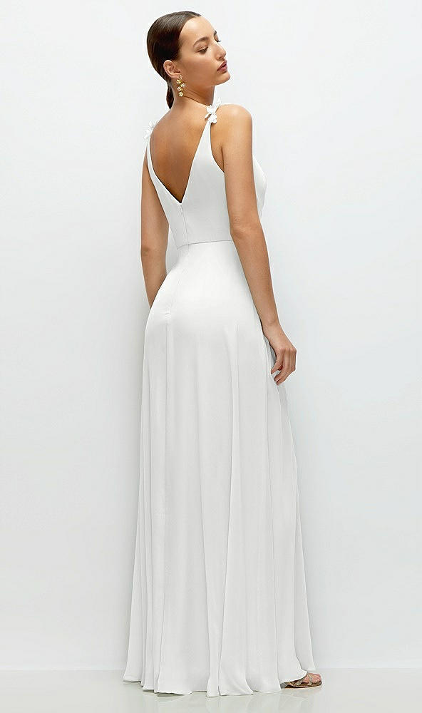 Back View - White Cowl Neck Chiffon Maxi Dress with Hand-Worked Petal Straps