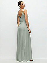 Rear View Thumbnail - Willow Green Cowl Neck Chiffon Maxi Dress with Hand-Worked Petal Straps