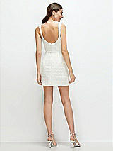 Rear View Thumbnail - Ivory Shimmer Luxe Bridal Tweed Mini Dress with Sequin Flower Detail