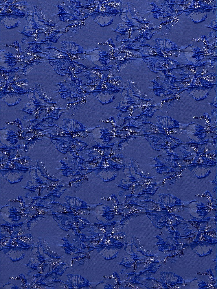 Front View - Cobalt Jacquard Cobalt Floral Metallic Jacquard Fabric by the Yard