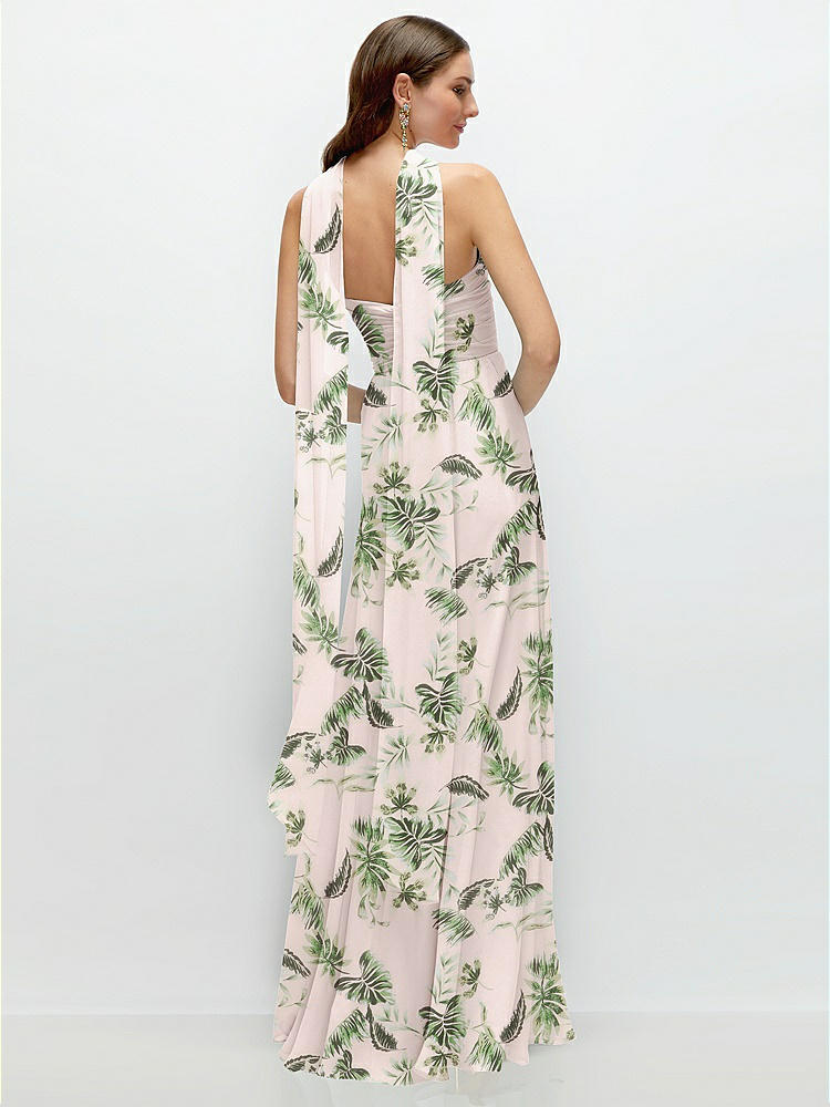 Back View - Palm Beach Print Skinny Chiffon Scarf