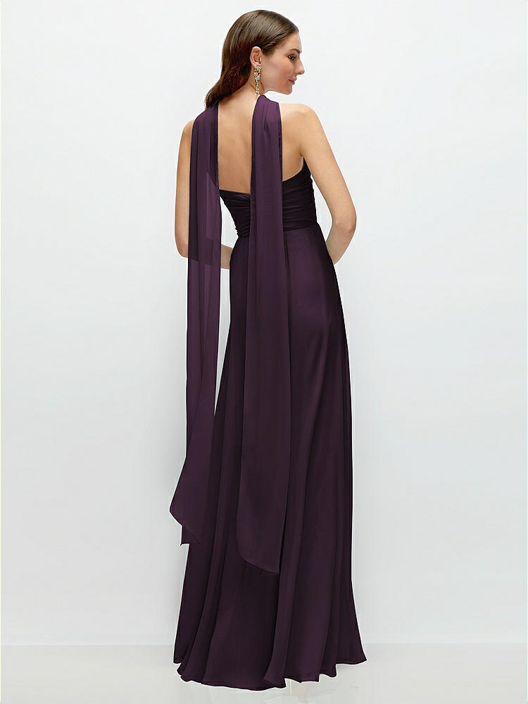 Back View - Aubergine Skinny Chiffon Scarf