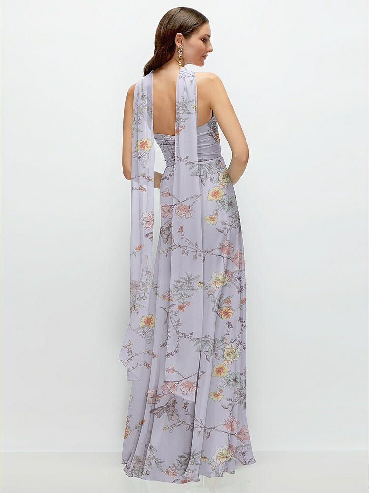 Back View - Butterfly Botanica Silver Dove Skinny Chiffon Scarf