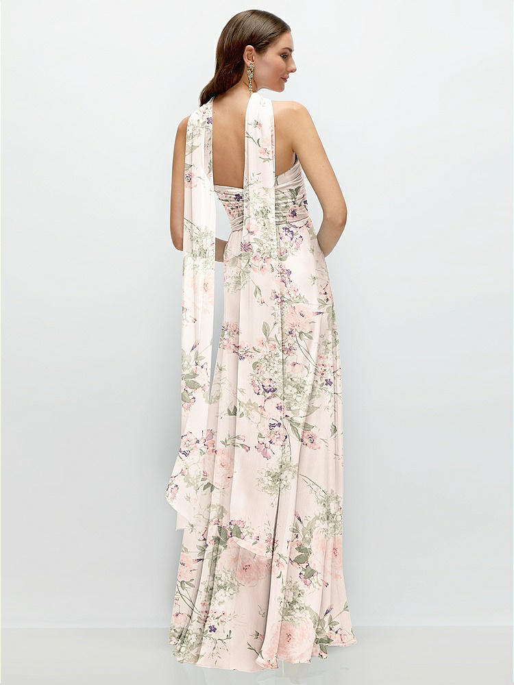 Back View - Blush Garden Skinny Chiffon Scarf